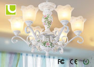 Traditional Crystal Ceiling 6 Light Chandelier , White E27 / E26 LED Pendant Chandelier