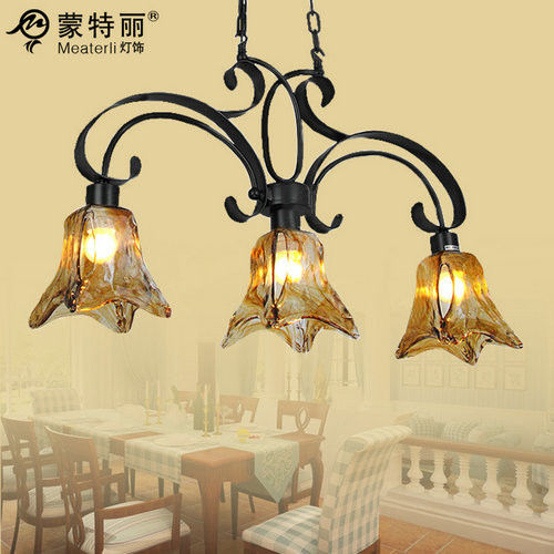 3 Light Decorative Wrought Iron Chandelier Retro and Traditional Style