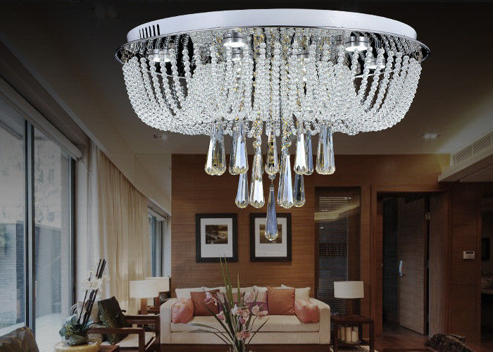 White Modern Luxury Crystal Ceiling Lights / Glass Ceiling Lighting Fixtures Chandeliers