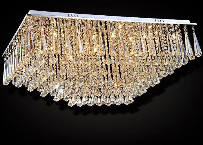 Rectangle LED Crystal Ceiling Lights for Housing Estates , Hotel