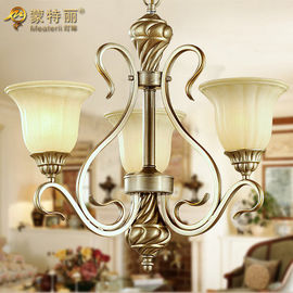 Silver White Hanging Wrought Iron Ceiling Lights American Style , 3 Light