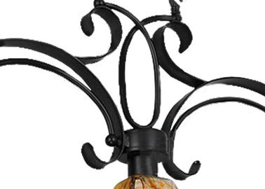 Amber Glass Shade Wrought Iron Chandelier Unique / Rustic / Retro Style 3 Light , E27 Base
