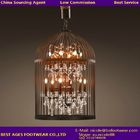 Vintage Industrial Pendant Light Bird Cage With Crystal Chandelier Loft Decorative Hanging Pendant Light