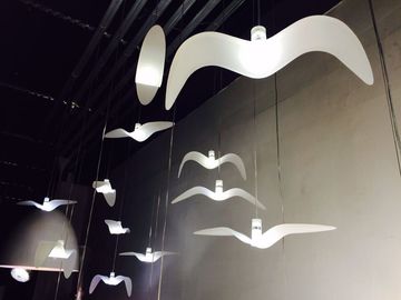 Resin Milk White Modern Light Fixtures , Bird Shape Led Suspension Lights