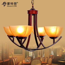 American Style Bordeaux Metal Wrought Iron Chandelier , House E27 LED Chandeliers