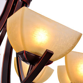Cream Shade Downwards Wrought Iron Chandelier 3 Layers 18 Heads For Villas