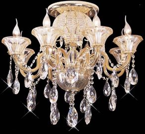 Dining Room / Bathroom Wrought Iron LED Chandelier Lights With Golden Finish