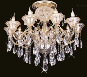 Dining Room / Bathroom Wrought Iron LED Chandelier Lights With Golden Finish