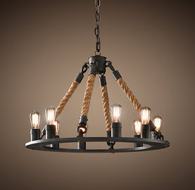 Nostalgia Industrial Vintage Lighting Restaurant Rustic Wrought Iron Rope Chandelier