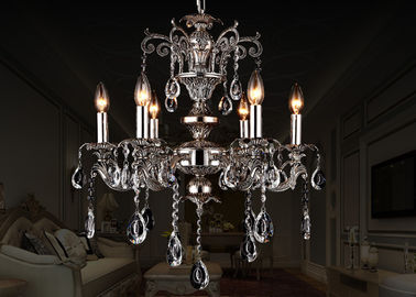 Black European Retro Crystal Chandelier 6 Light , Antique Traditional Glass Chandeliers