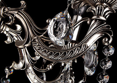 Black European Retro Crystal Chandelier 6 Light , Antique Traditional Glass Chandeliers