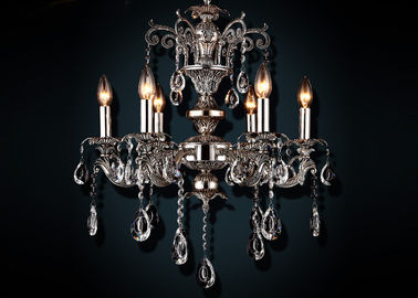 Black European Retro Crystal Chandelier 6 Light , Antique Traditional Glass Chandeliers