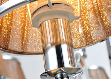 Coffee Fabric Shade Luxury Crystal Chandelier 8 Lights for Hotel / Villa / Dining Room