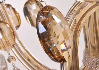 10 Light Cognac Luxury Crystal Chandelier , Modern Glass Pendant Chandeliers