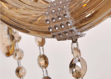 10 Light Cognac Luxury Crystal Chandelier , Modern Glass Pendant Chandeliers