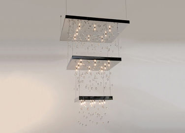 Luxury Crystal Chandelier Lighting , Hotel Chandeliers With Three Layer Lighting Fixtures