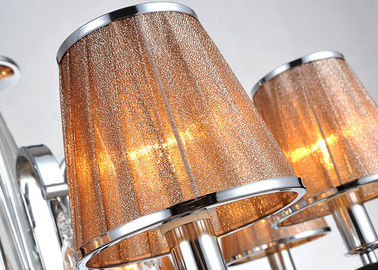 Chrome 5 Light Indoor Luxury Contemporary Chandeliers Light / Lamp With Fabric Shade