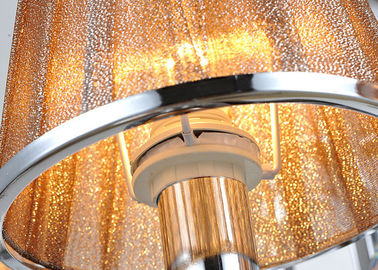 Chrome 5 Light Indoor Luxury Contemporary Chandeliers Light / Lamp With Fabric Shade