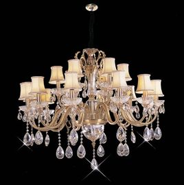 High Lumen 18 Lights 1050 x 820mm Crystal Chandelier Lighting / Commercial LED Pendant Lighting