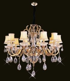 High Lumen 18 Lights 1050 x 820mm Crystal Chandelier Lighting / Commercial LED Pendant Lighting