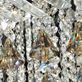 Custom Round Luxury Crystal Ceiling Light With Glass Pearl Drop for Home / Living room