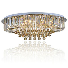 Custom Round Luxury Crystal Ceiling Light With Glass Pearl Drop for Home / Living room