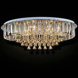 Custom Round Luxury Crystal Ceiling Light With Glass Pearl Drop for Home / Living room