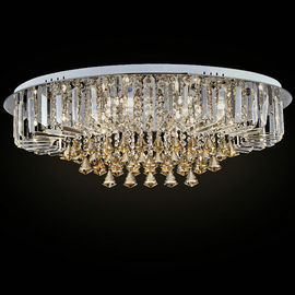 Custom Round Luxury Crystal Ceiling Light With Glass Pearl Drop for Home / Living room