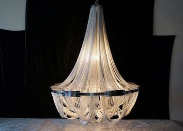 Hot Sell Luxury Large Hotel chandelier Modern Interior chrome nickel color metal chain Chandelier light for hotel Villas