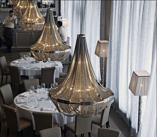 Hot Sell Luxury Large Hotel chandelier Modern Interior chrome nickel color metal chain Chandelier light for hotel Villas