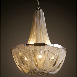 Hot Sell Luxury Large Hotel chandelier Modern Interior chrome nickel color metal chain Chandelier light for hotel Villas