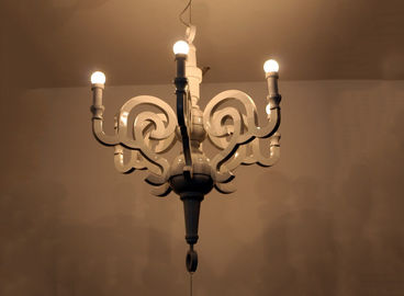 Max 40W White Hotel Chandeliers Resin / Wood Chandelier For Restaurant / Hotel Decorative