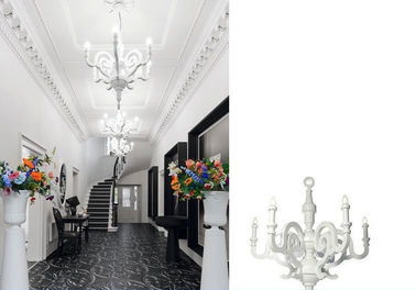 Max 40W White Hotel Chandeliers Resin / Wood Chandelier For Restaurant / Hotel Decorative