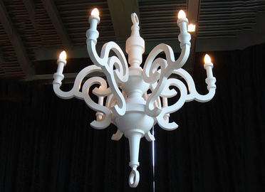 Max 40W White Hotel Chandeliers Resin / Wood Chandelier For Restaurant / Hotel Decorative