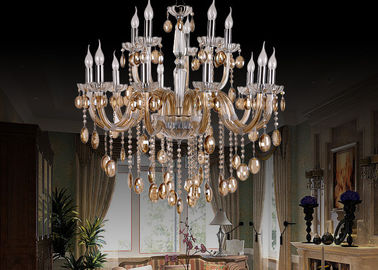 Luxury Art Glass Modern Large Hotel Chandeliers with Electroplated Cognac 1500W