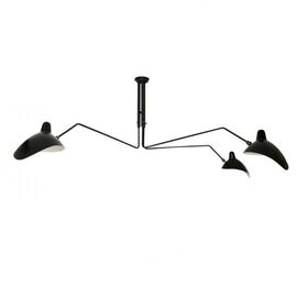 Black Ceiling Lights , Fancy Iron Three Curved Arms Ceiling Chandelier Lamp