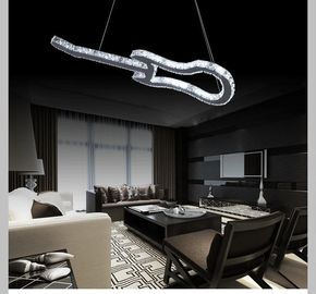 Minimalist fashion creative LED chandelier lights modern guitar Crystal Hotel double mirror stainless steel chandelier