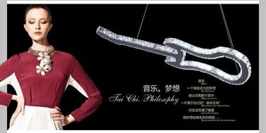 Minimalist fashion creative LED chandelier lights modern guitar Crystal Hotel double mirror stainless steel chandelier