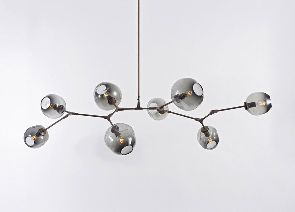 Branching Bubbles Glass Hotel Chandeliers With Smoke Gray Color For Restaurant