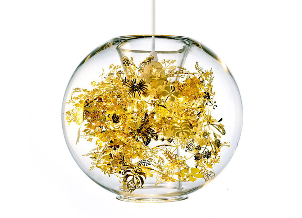 100W Tangle Globe Hanging Pendant Lights Glass Ball Lighting With Gold Color
