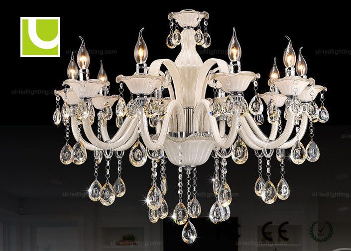 Restaurant / Kitchen Crystal Ceiling Lamp , 12 Light Shabby Chic Chandelier