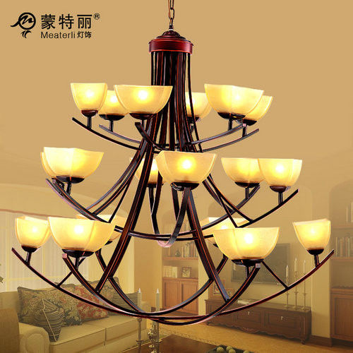 Big Custom Hotel Wrought Iron Chandeliers With Shades , Metal Pendant Chandelier