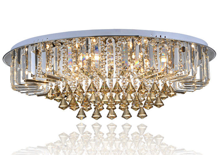 Luxurious Crystal Ceiling Lights Fitting , Contemporary Unique Ceiling Mounted Chandelier