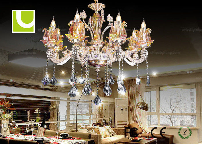 Traditional Hanging K9 Crystal Ceiling Lamp LED Pendant Chandelier For Living Room