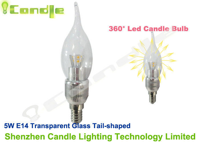Crystal Chandelier Led Bulbs E14 , Transparent Glass 5w Led Candle Bulb CE EMC