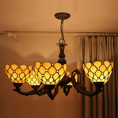 Iron Art Work Modern Tiffany Style Glass Chandelier Lighting for Islamic Restaurant